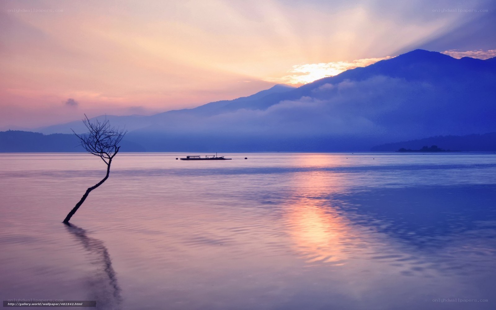 Sunset over a calm lake