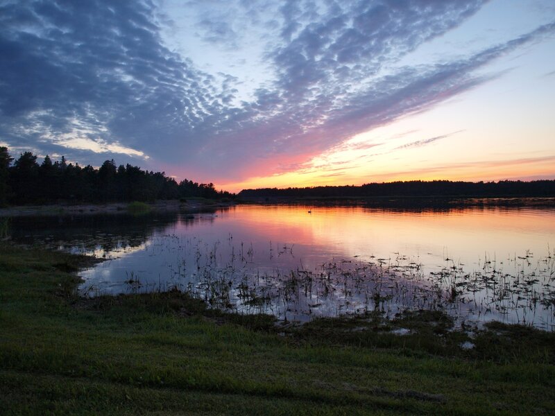 Sunset over a calm lake