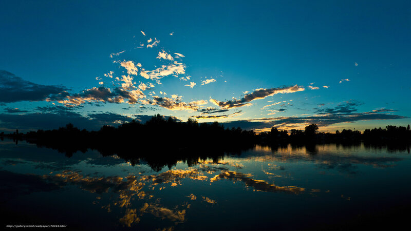 Sunset over a calm lake