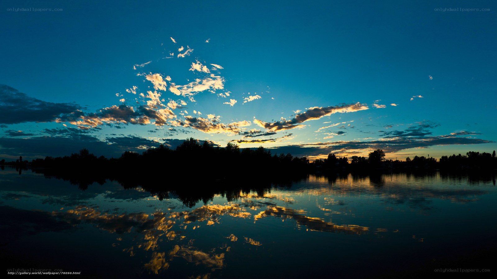 Sunset over a calm lake