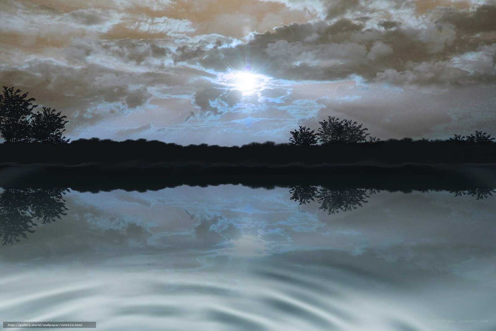 Sunset over a calm lake