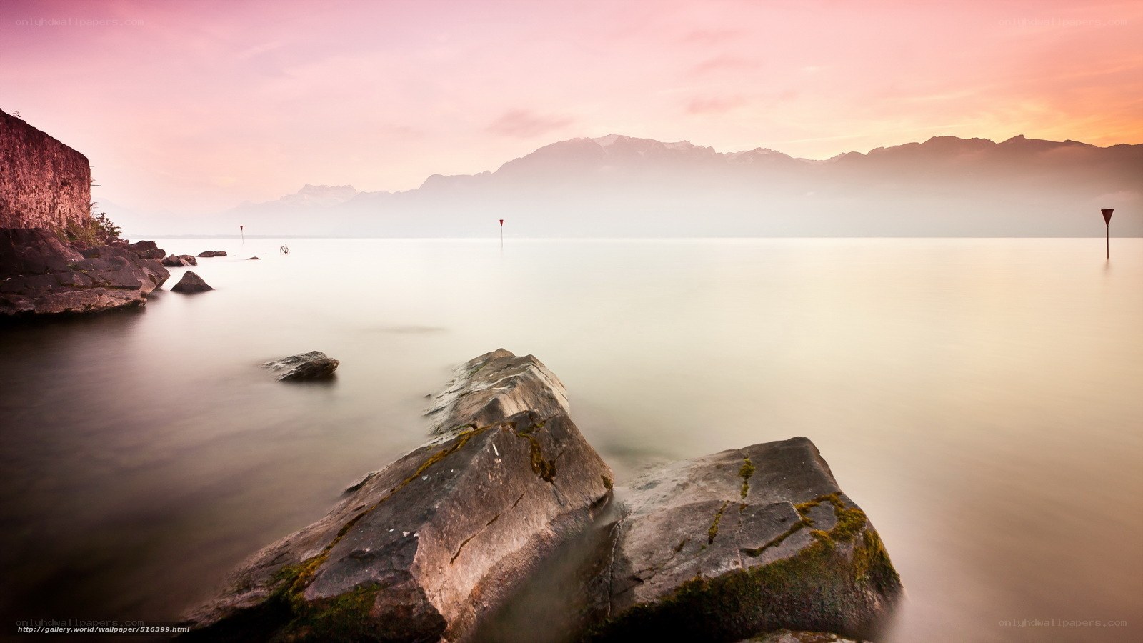 Sunset over a calm lake