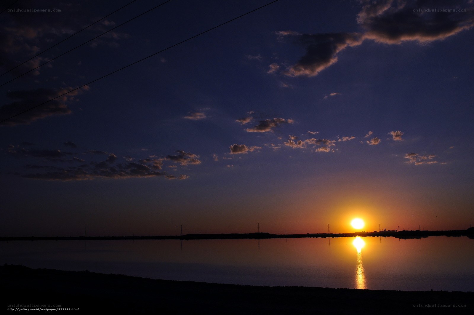 Sunset over a calm lake