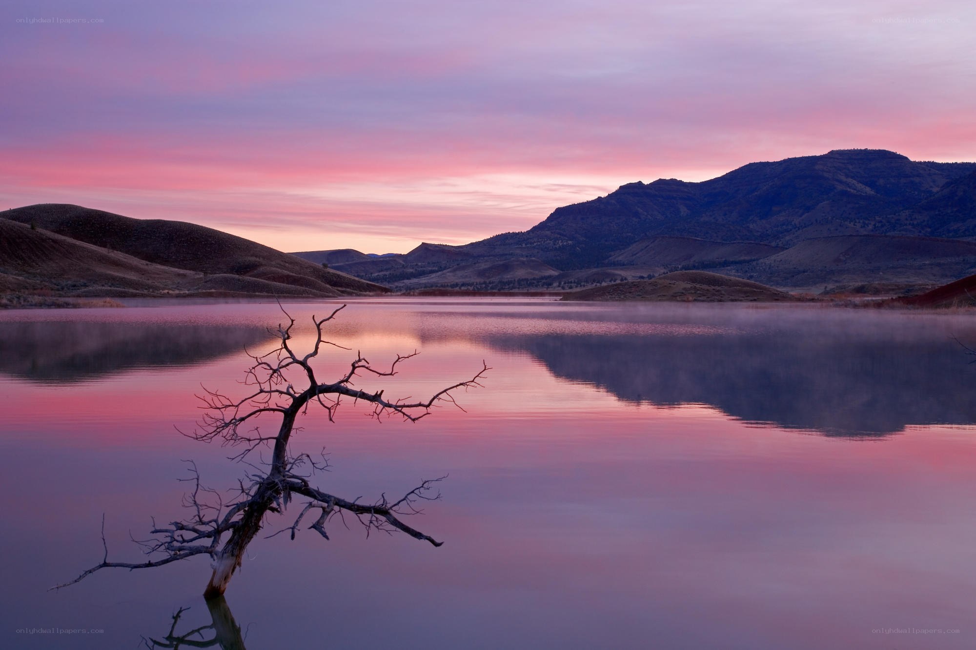 Sunset over a calm lake