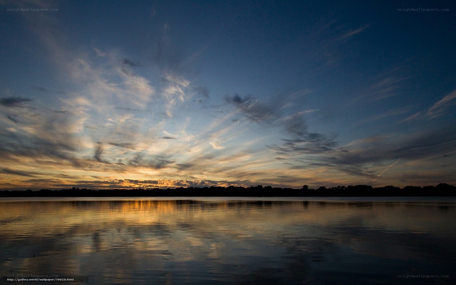 Sunset over a calm lake