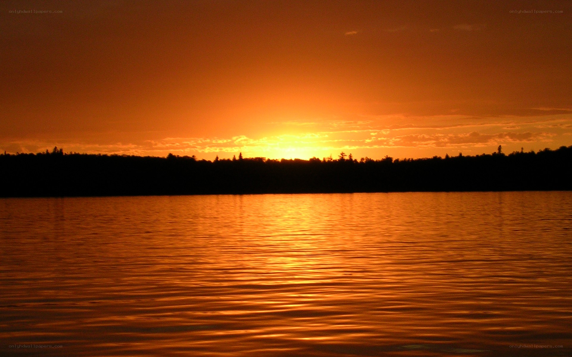 Sunset over a calm lake