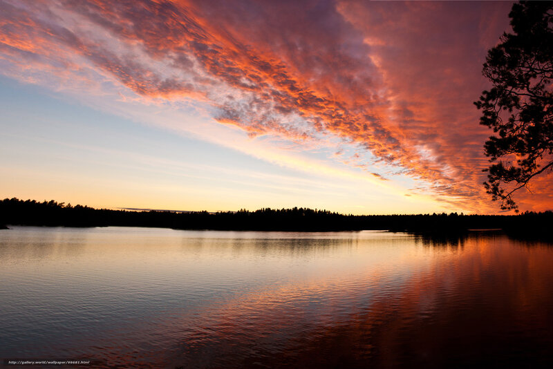 Sunset over a calm lake