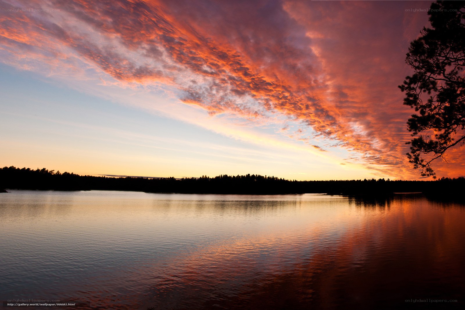 Sunset over a calm lake