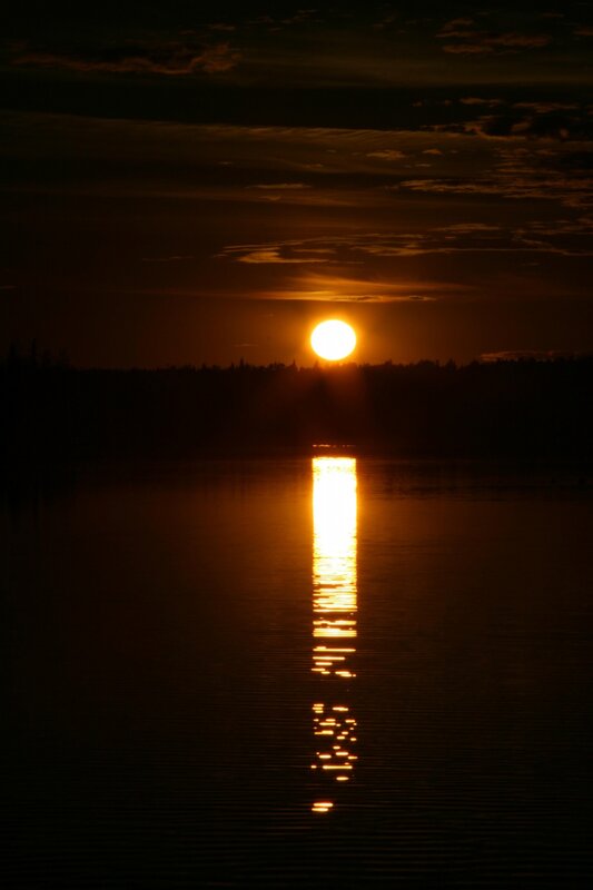 Sunset over a calm lake