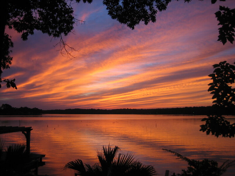 sunset over a calm lake