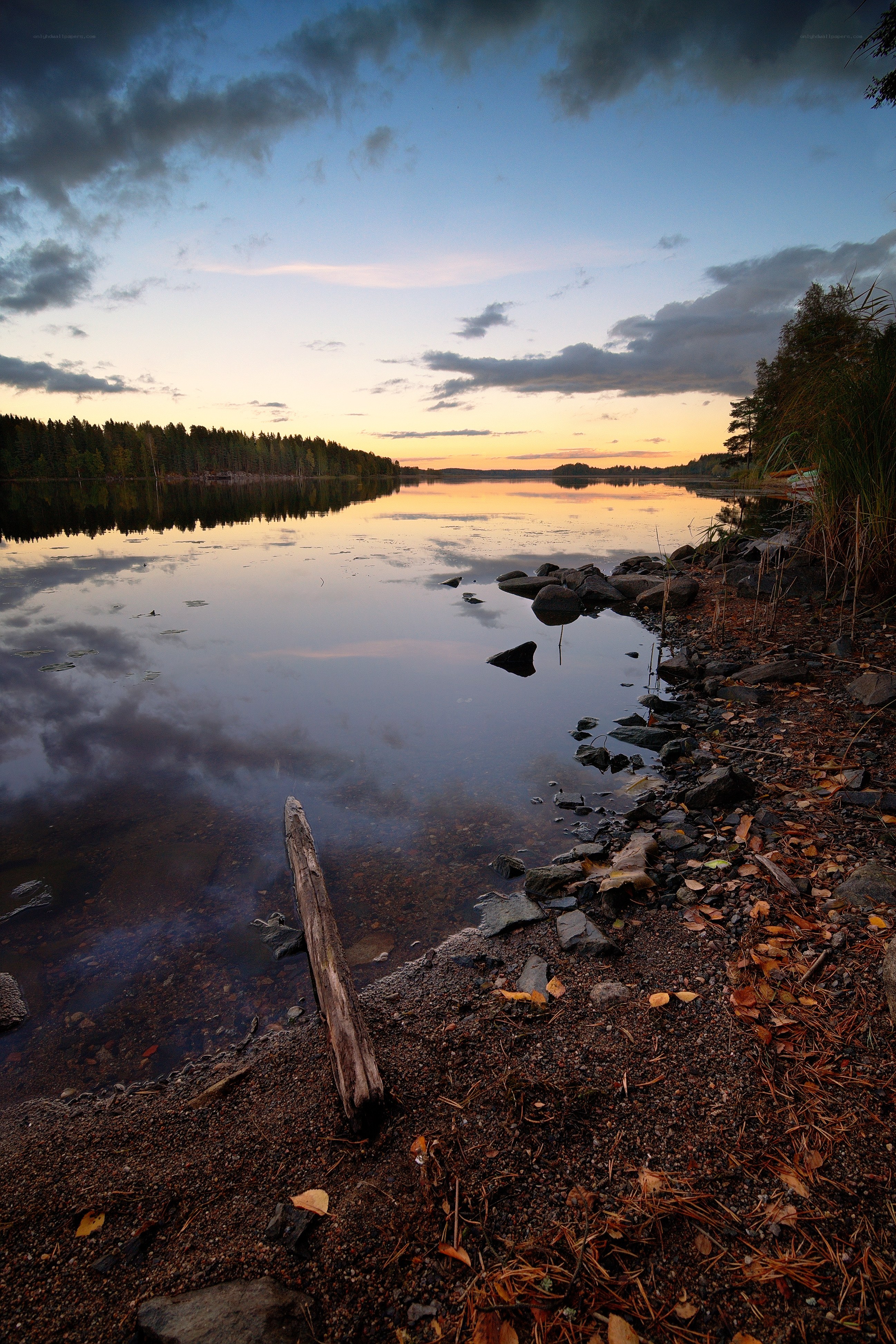 Sunset over a calm lake