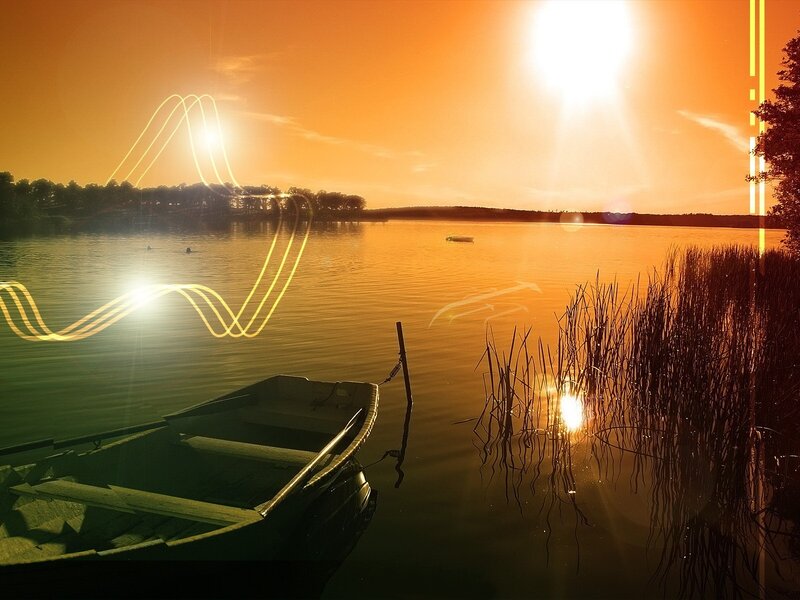 Sunset over a calm lake