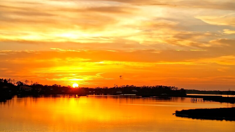 Sunset over a calm lake