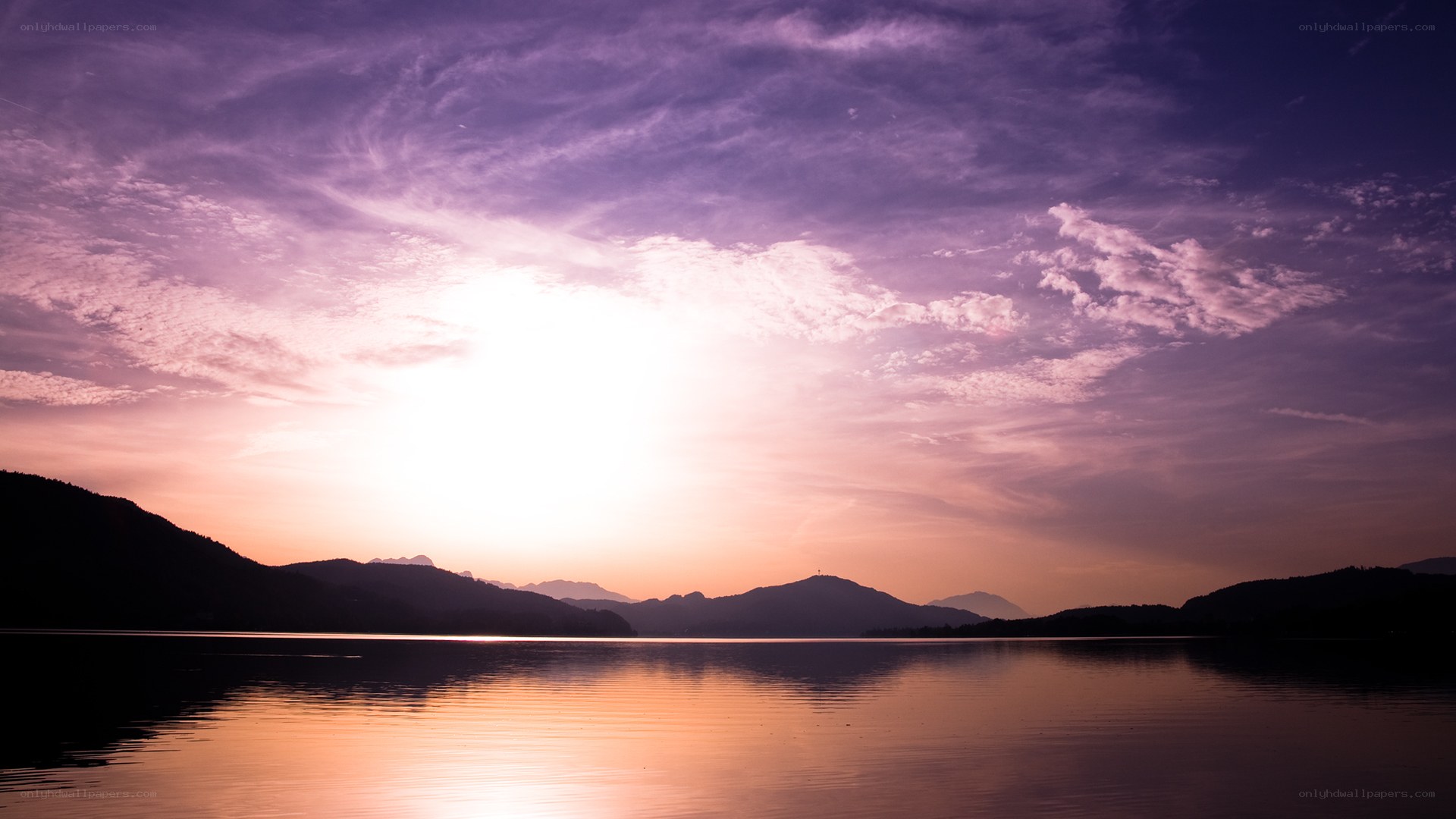 Sunset over a calm lake