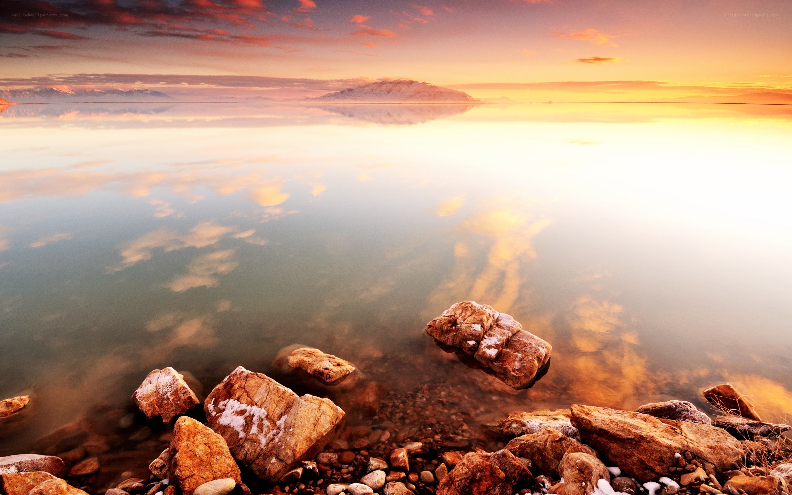 Sunset over a calm lake