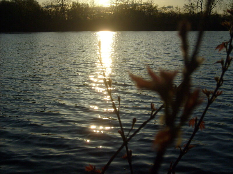 Sunset over a calm lake