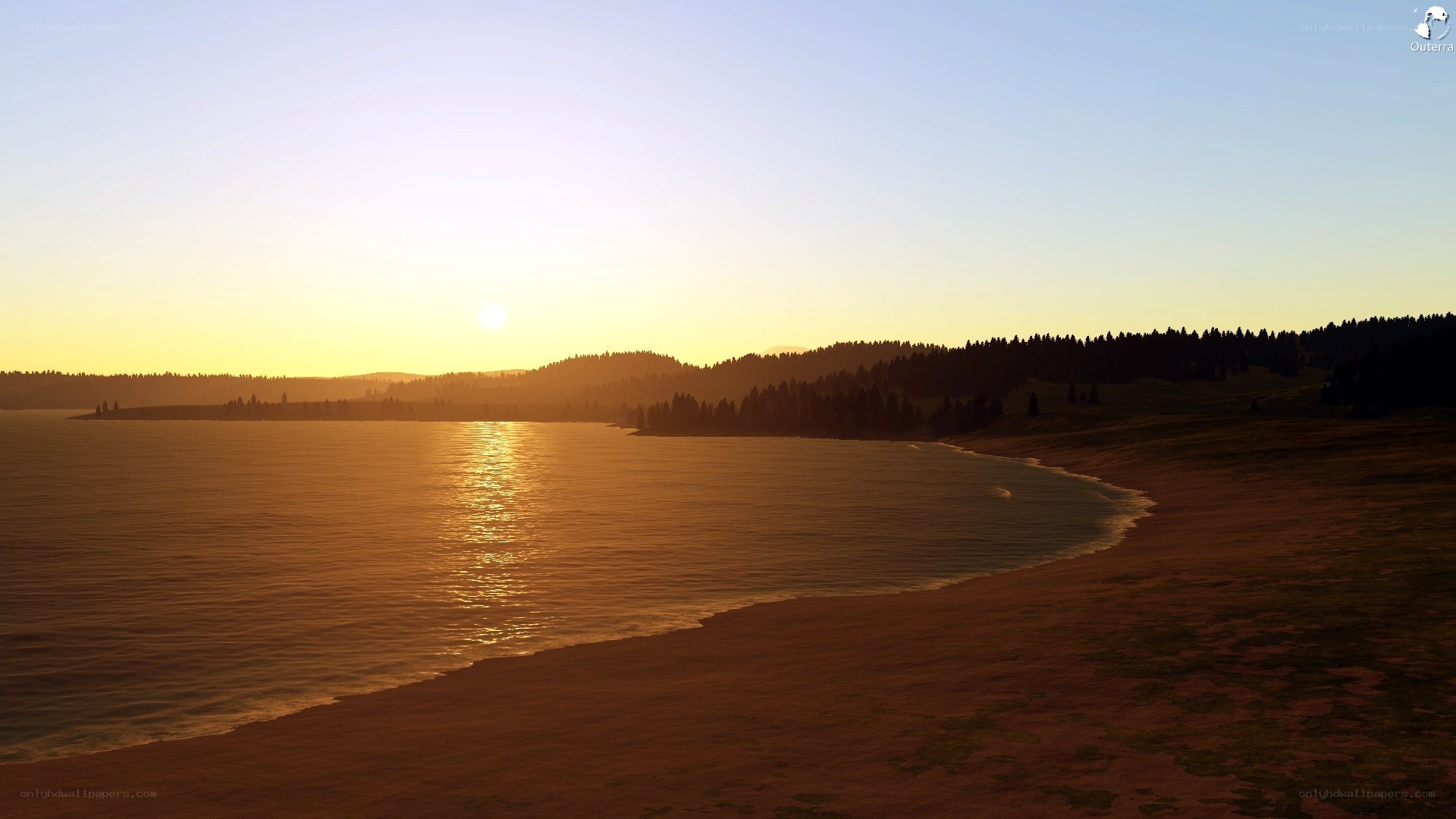 sunset over a calm lake