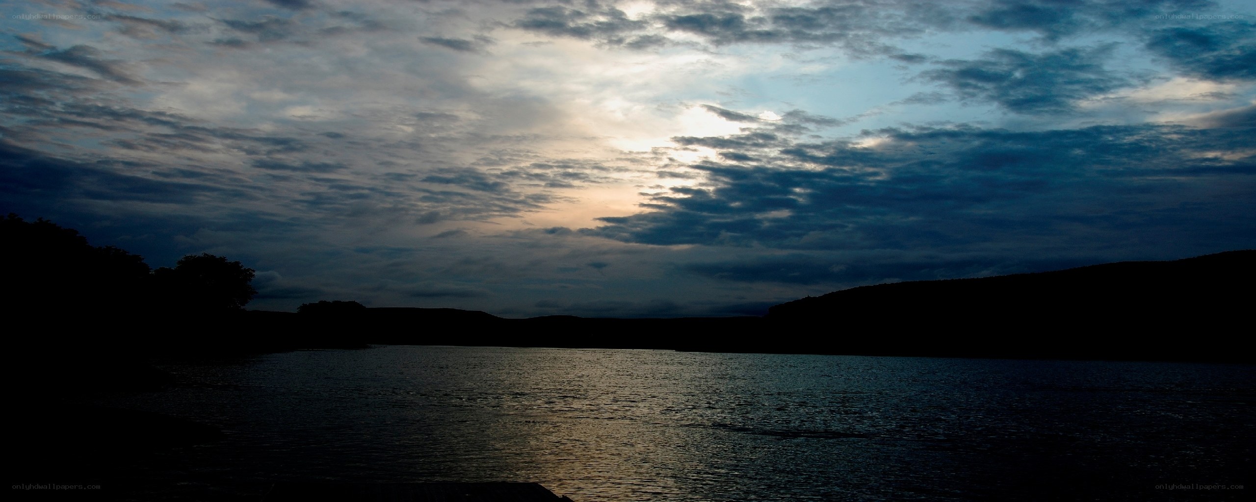 Sunset over a calm lake
