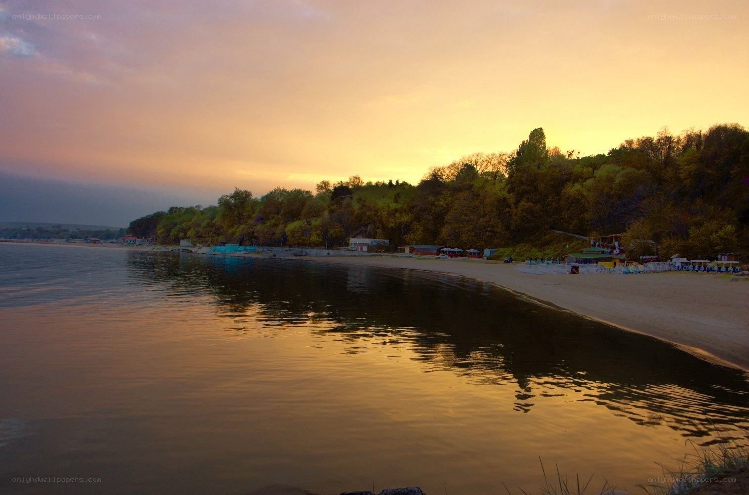 sunset over a calm lake