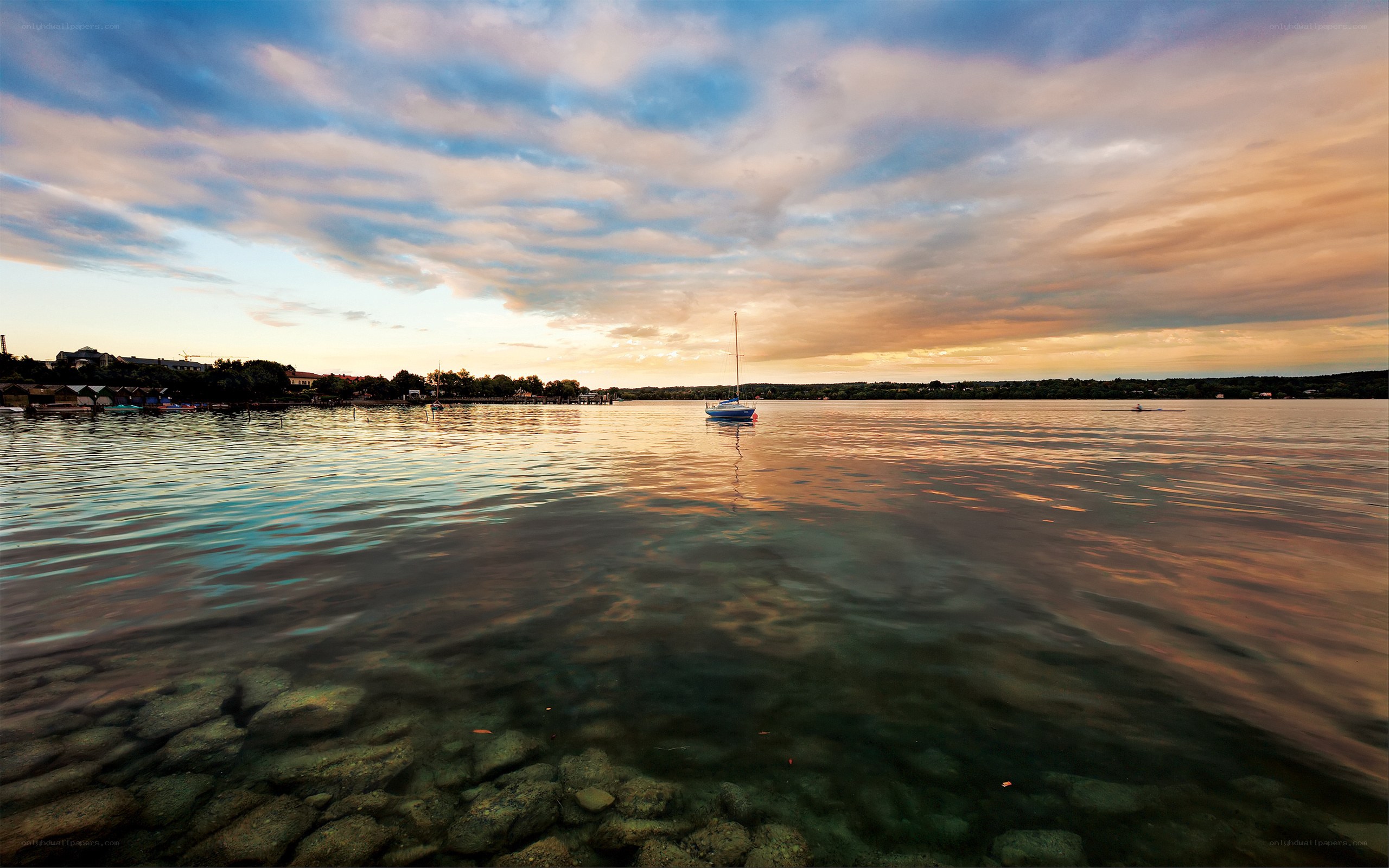 Sunset over a calm lake