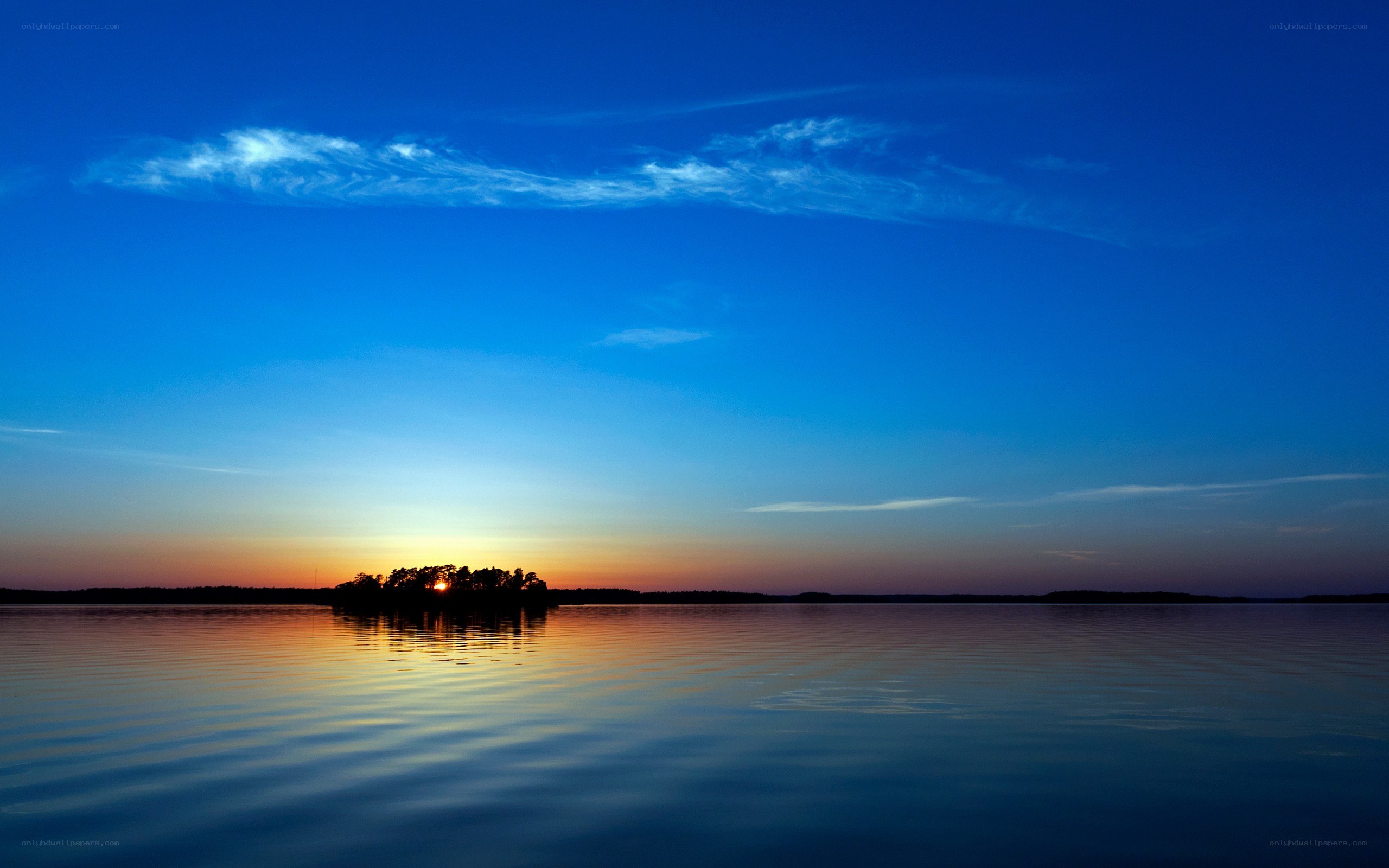 Sunset over a calm lake
