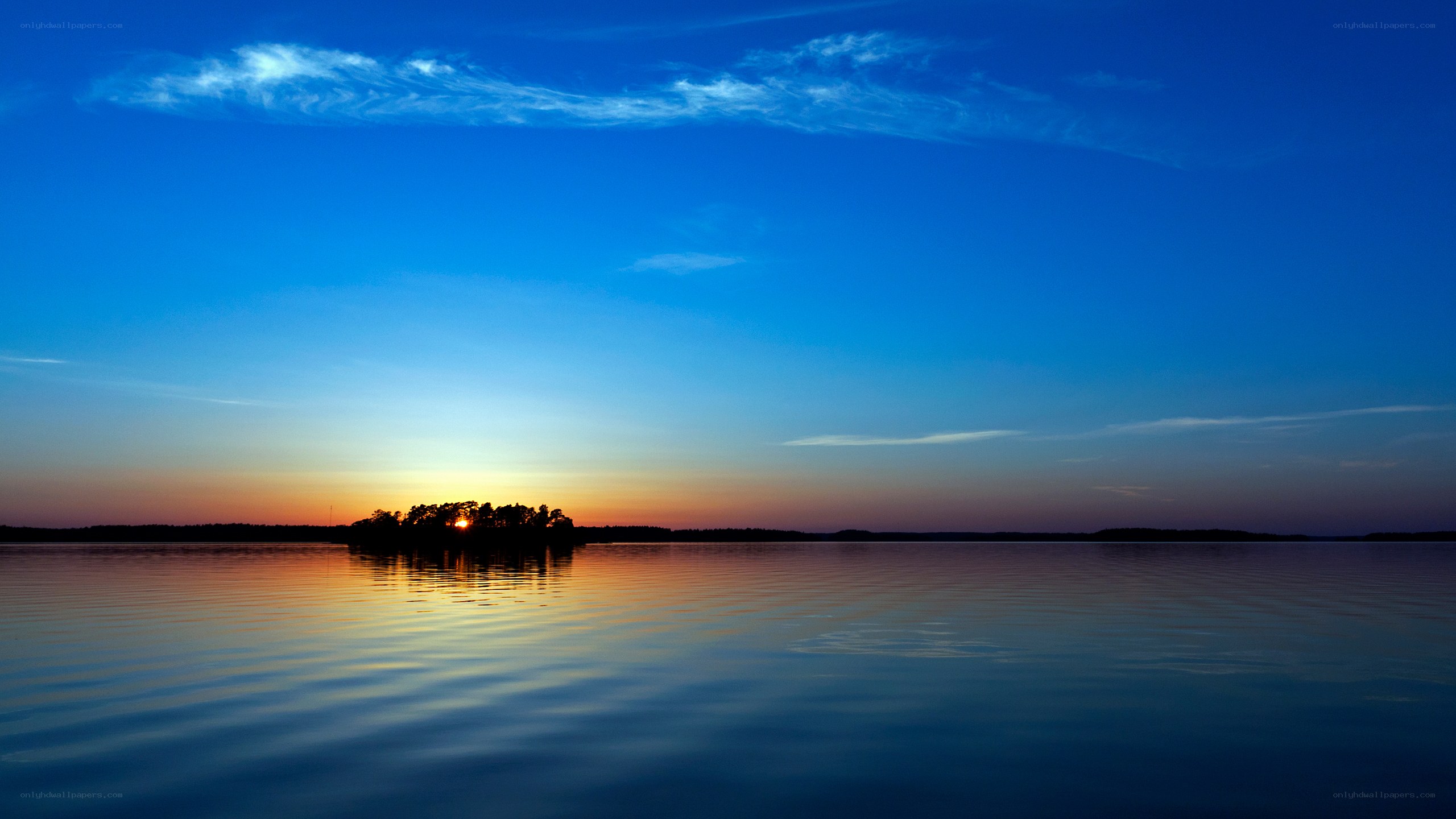 Sunset over a calm lake