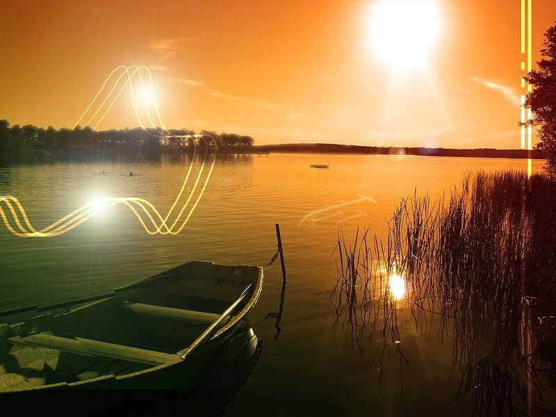 Sunset over a calm lake