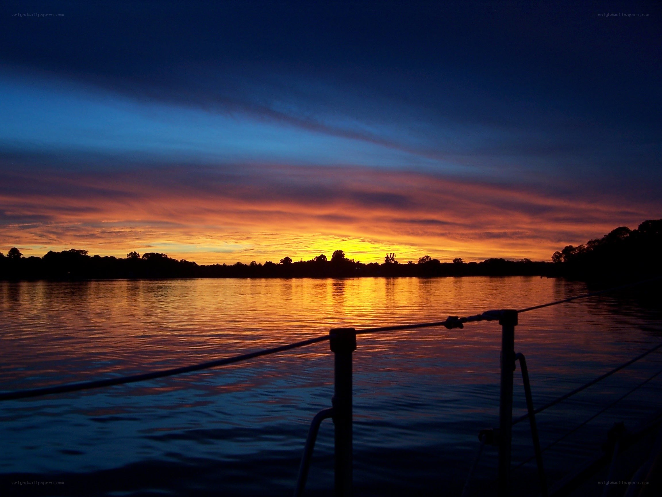 sunset over a calm lake