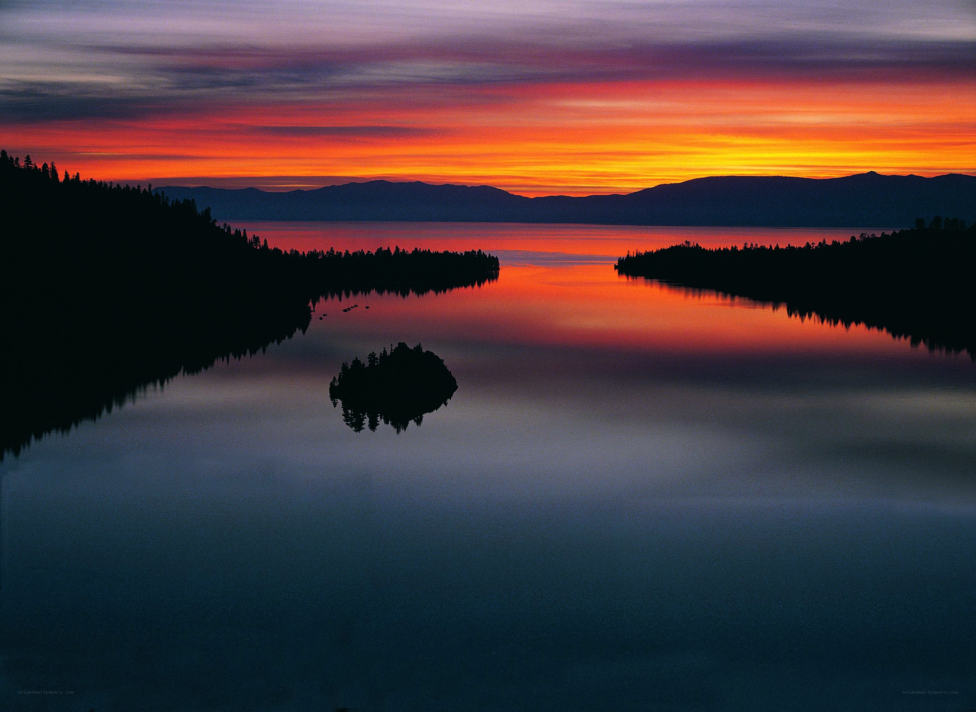 Sunset over a calm lake