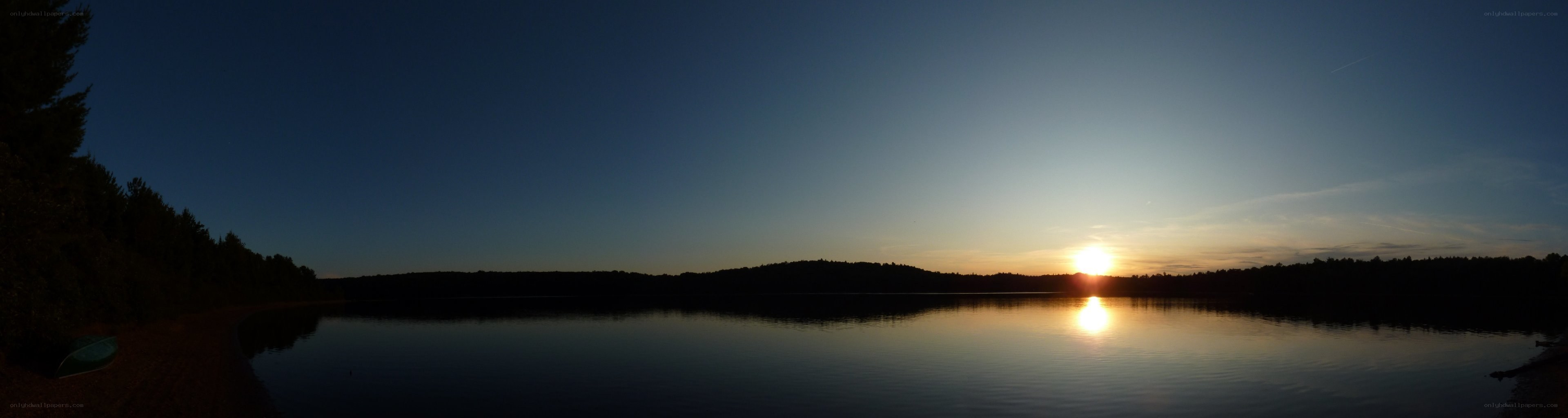 Sunset over a calm lake
