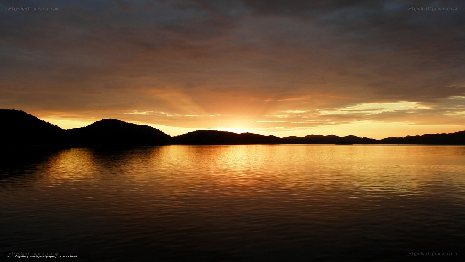 Sunset over a calm lake