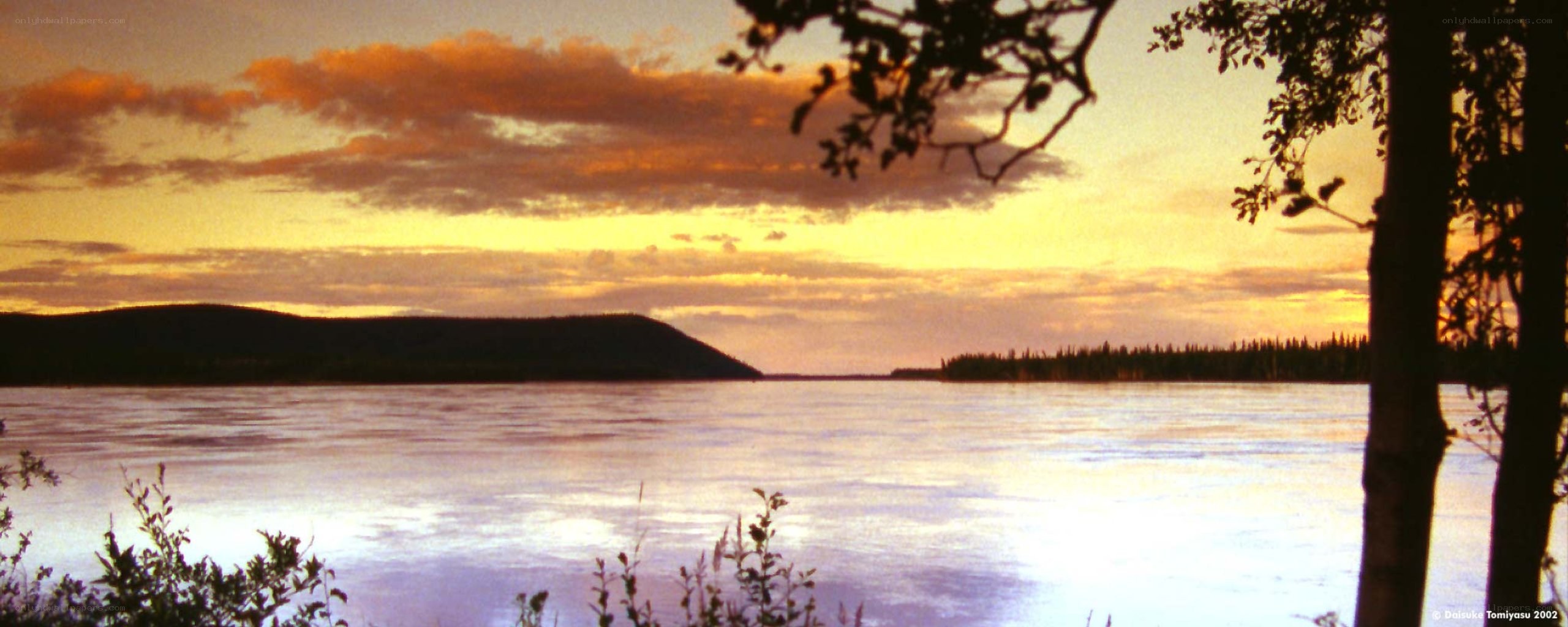 Sunset over a calm lake