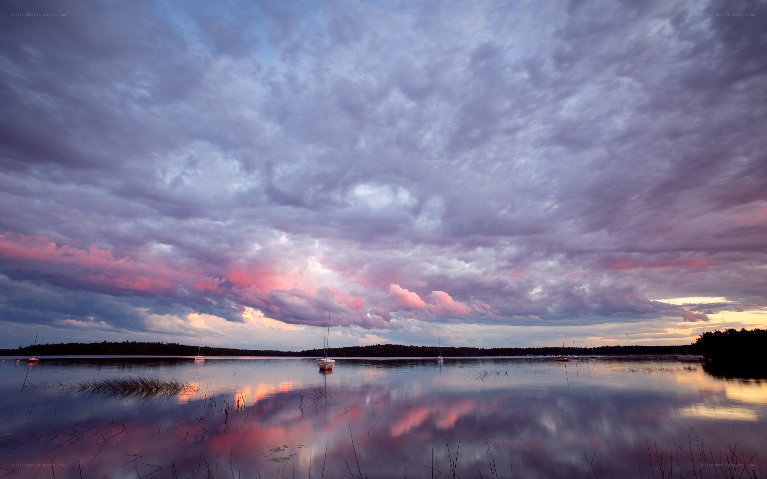 Sunset over a calm lake