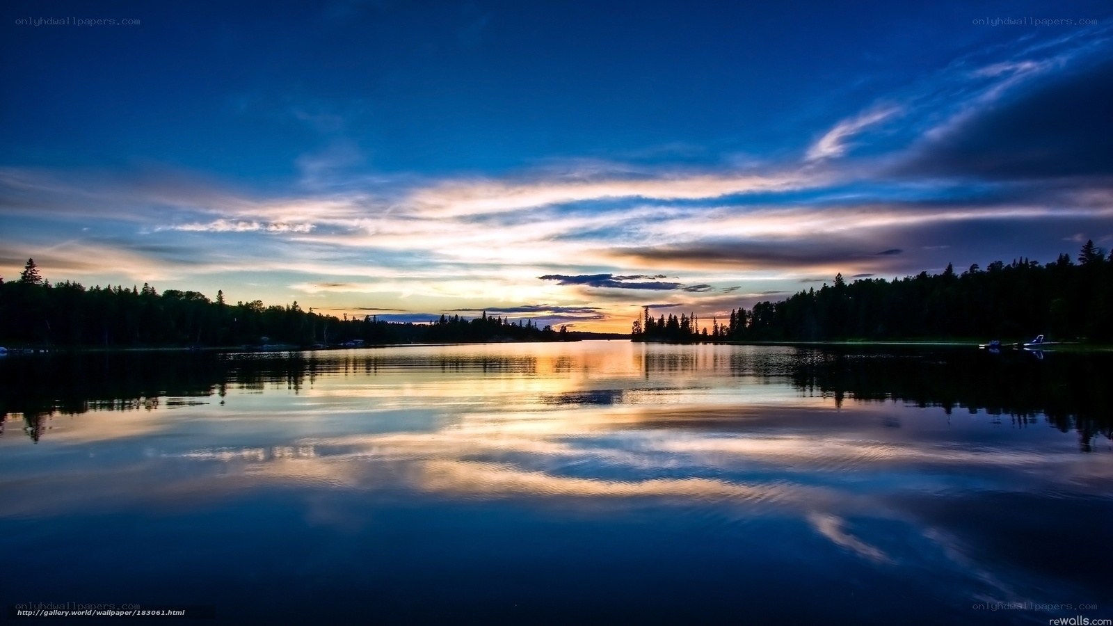 Sunset over a calm lake