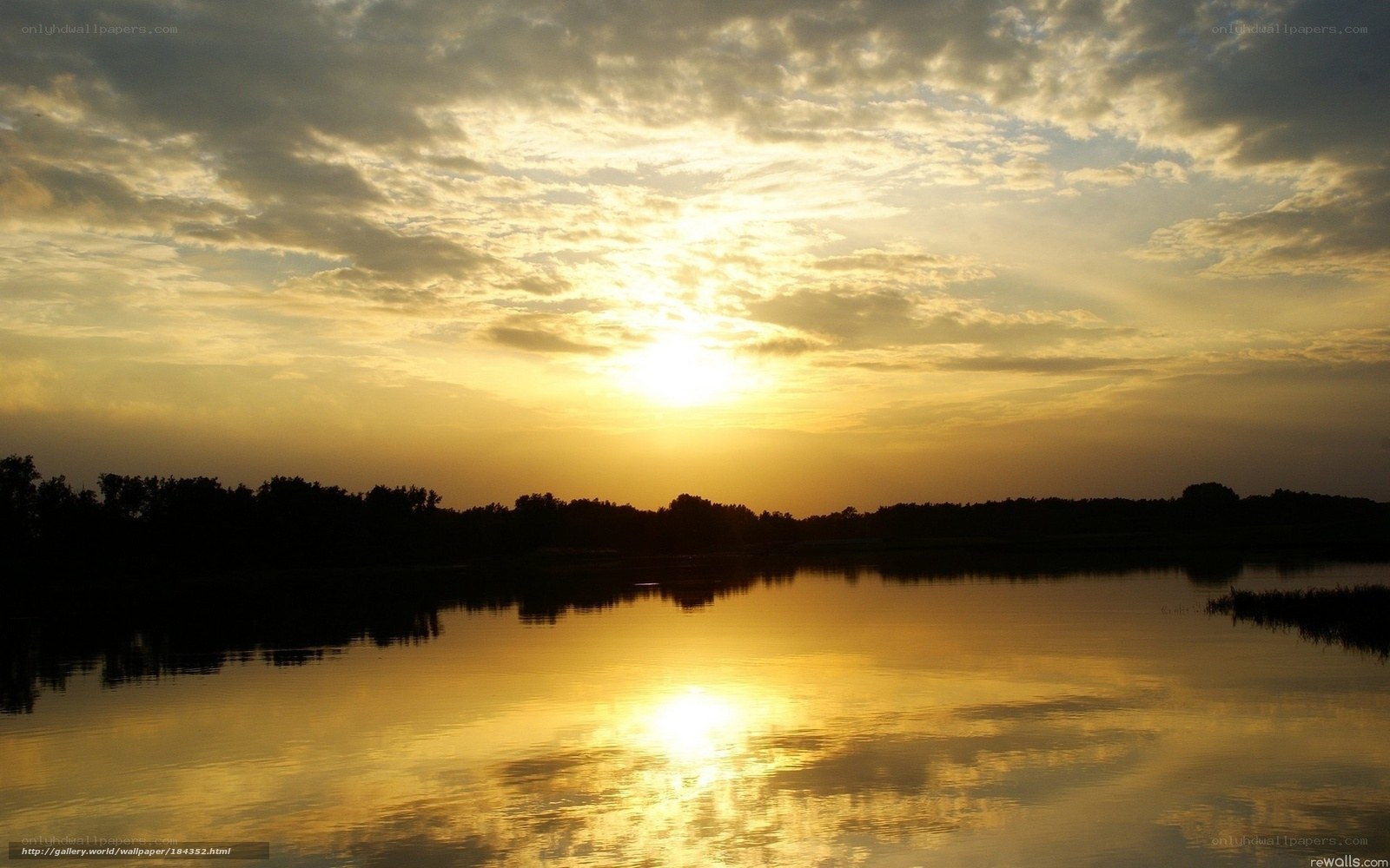 Sunset over a calm lake