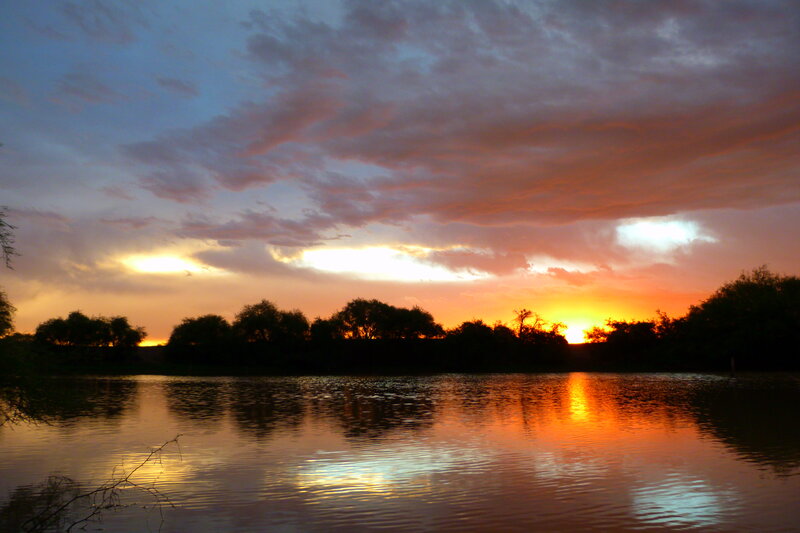Sunset over a calm lake