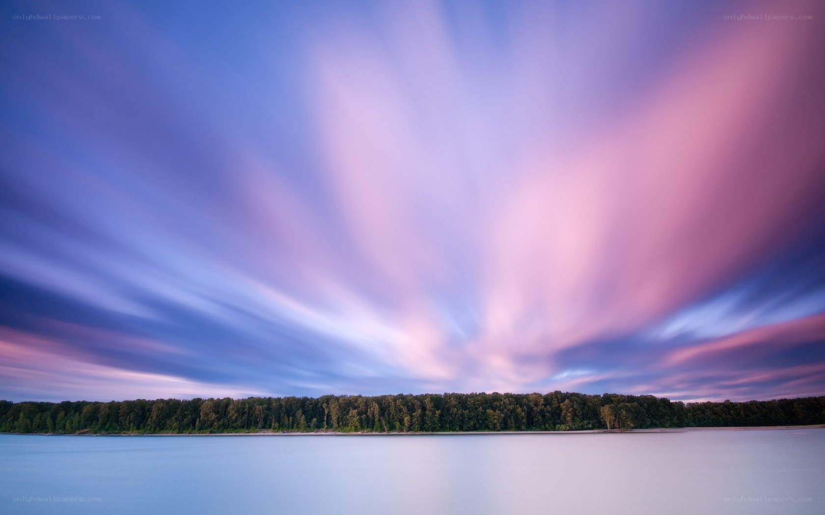 Sunset over a calm lake