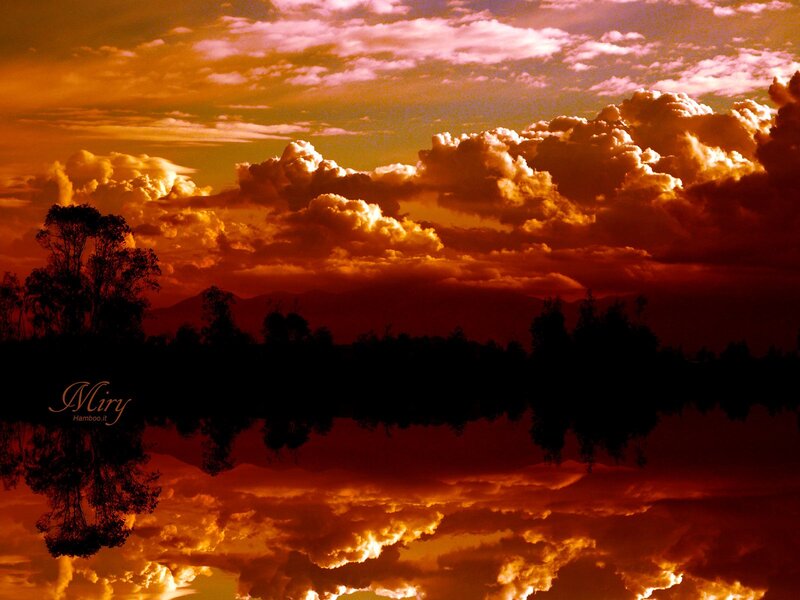 Sunset over a calm lake