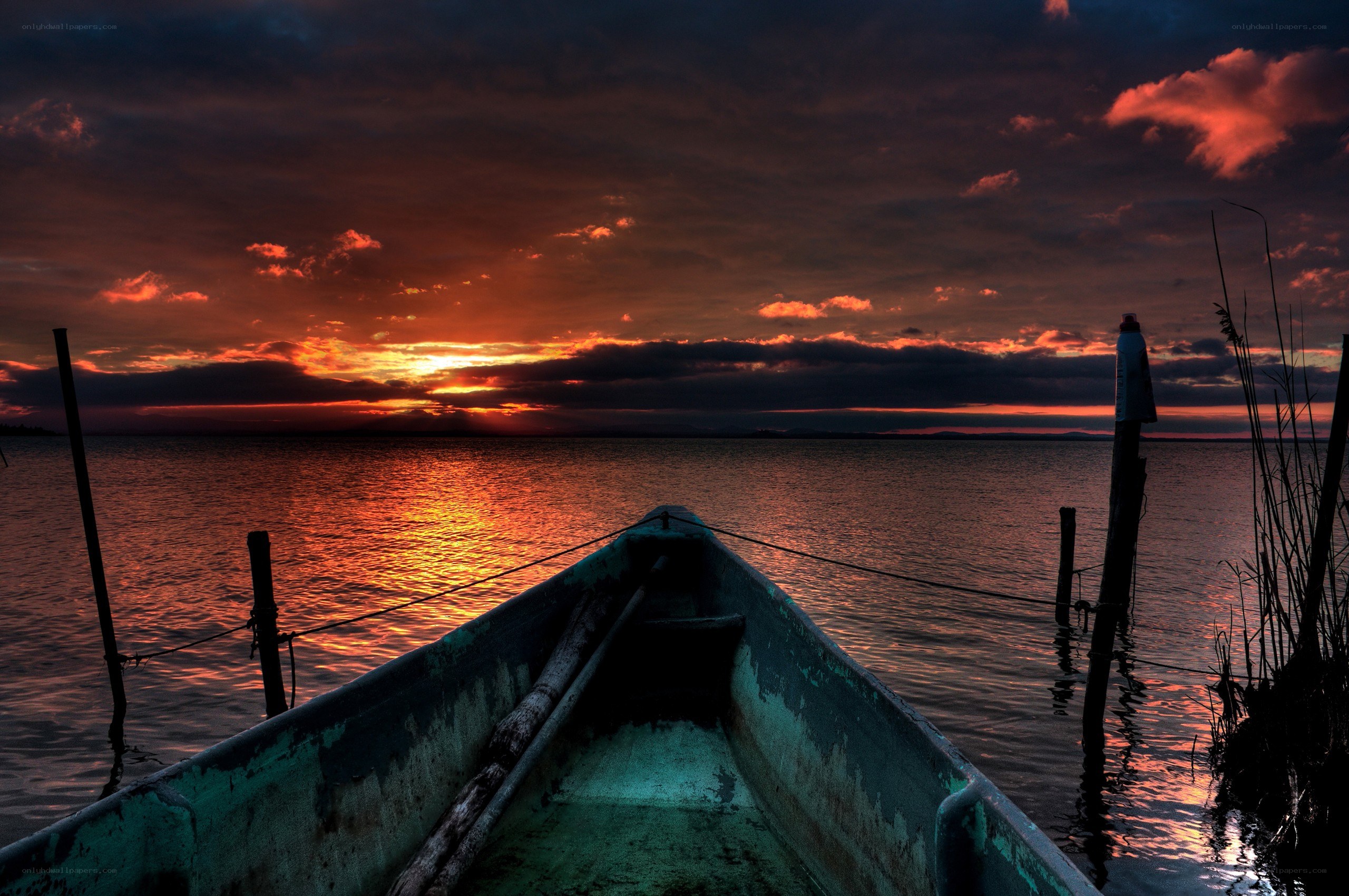 sunset over a calm lake