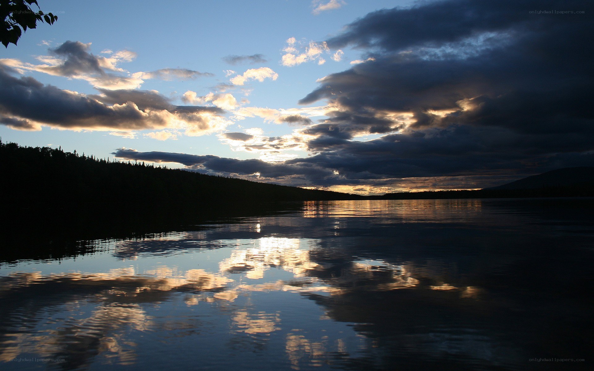 sunset over a calm lake