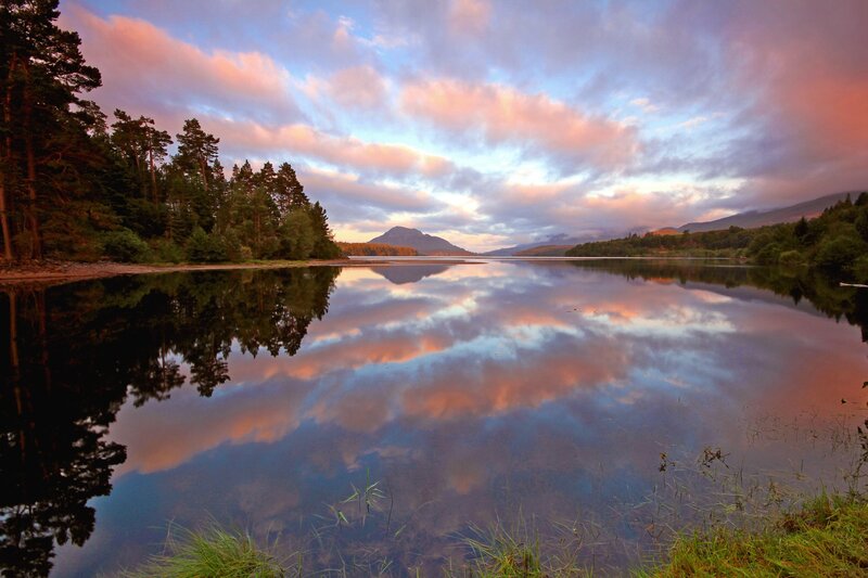Sunset over a calm lake
