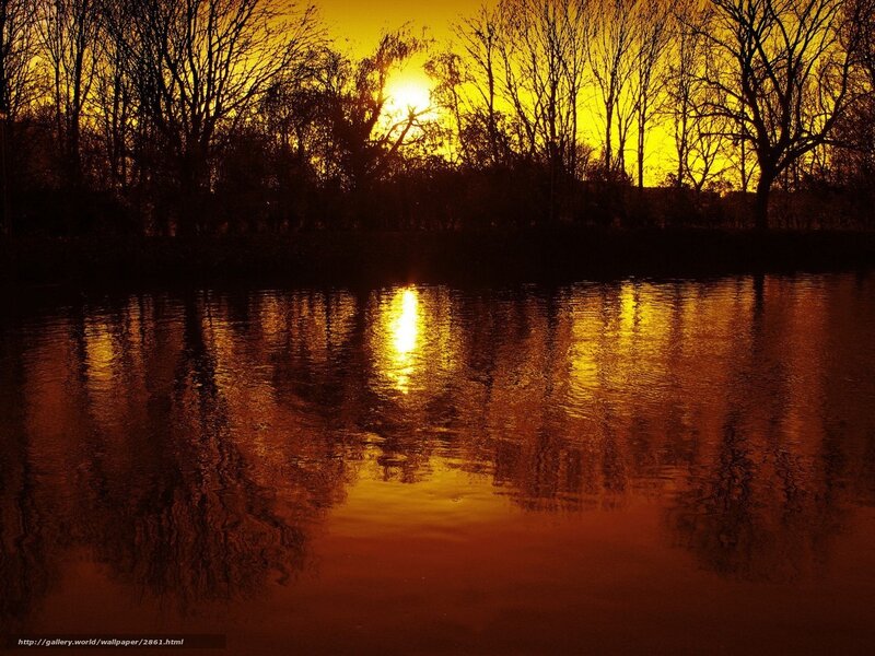Sunset over a calm lake