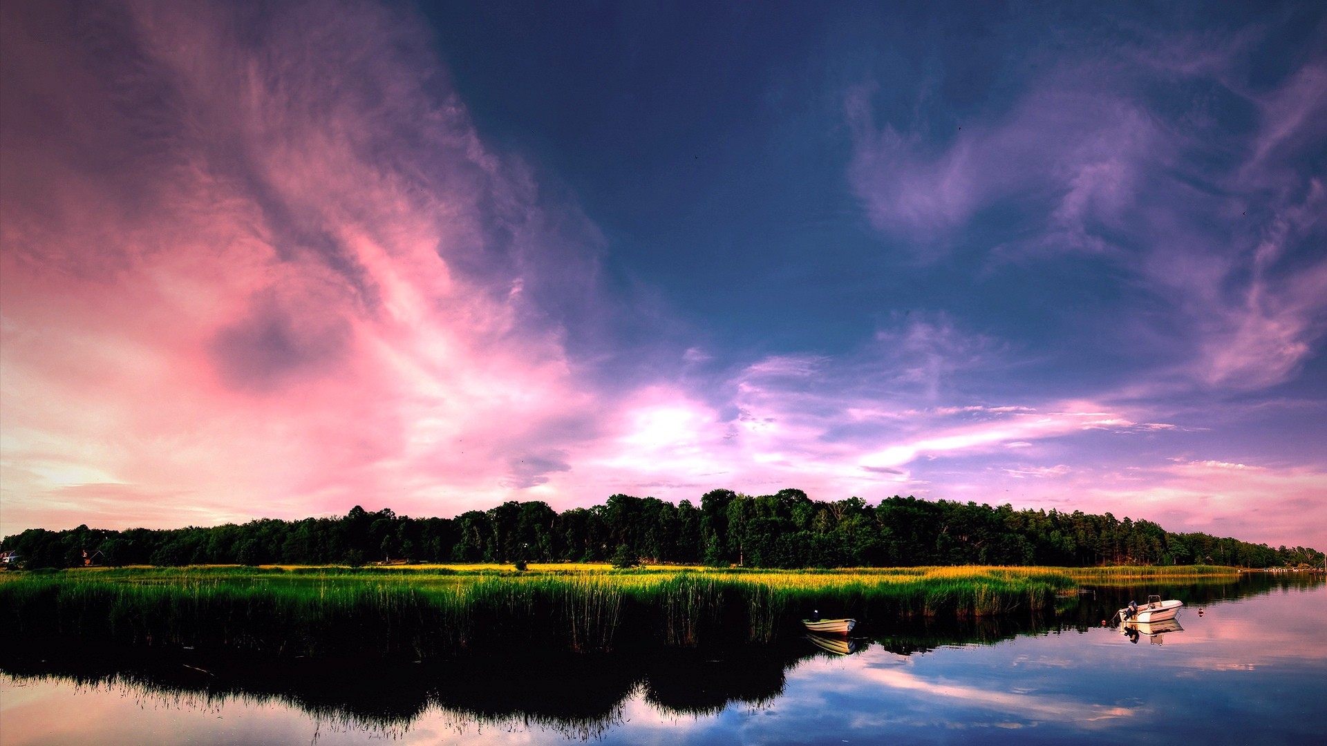 sunset over a calm lake