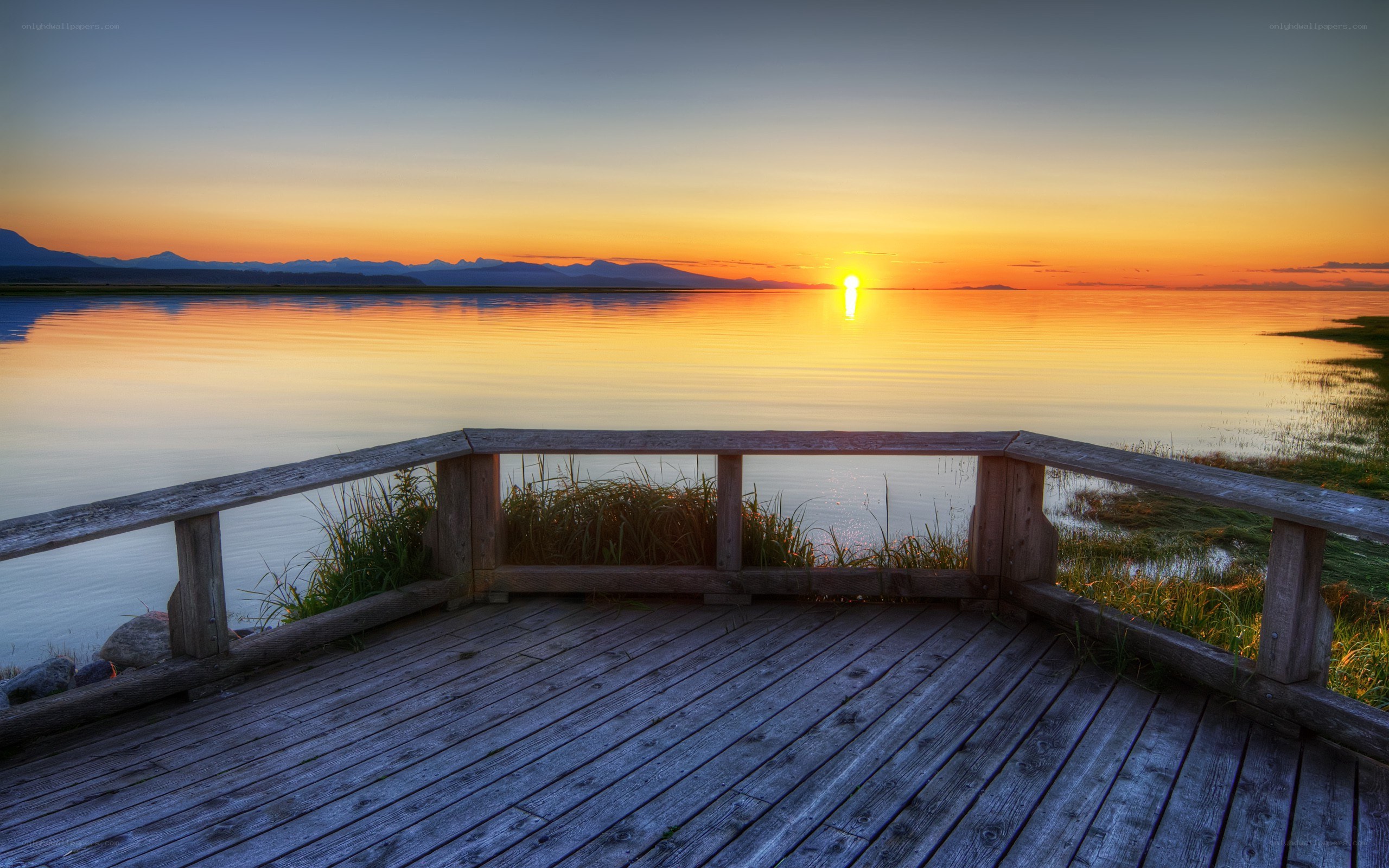 Sunset over a calm lake