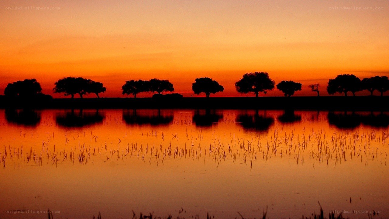 sunset over a calm lake
