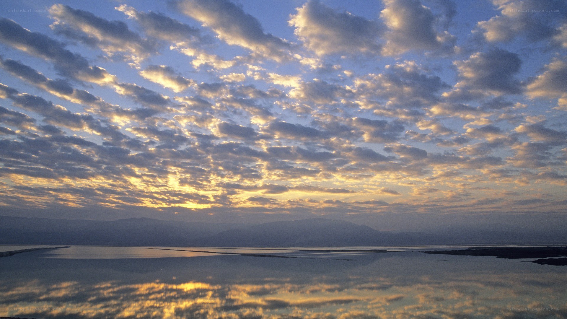 Sunset over a calm lake