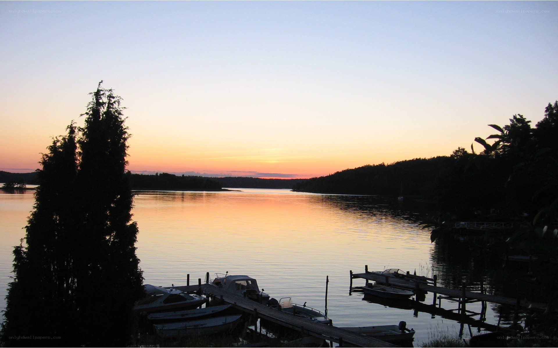 sunset over a calm lake