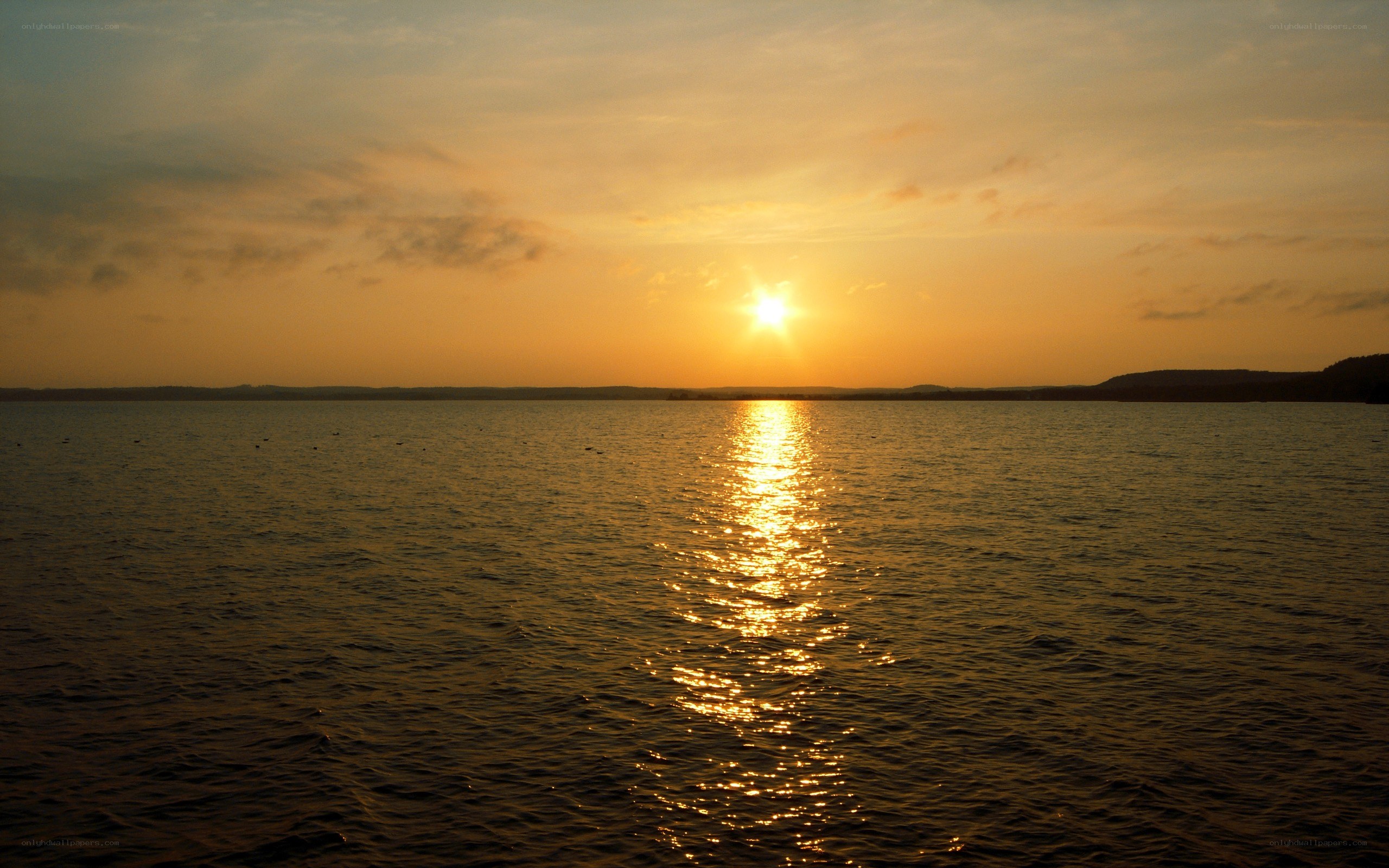 Sunset over a calm lake