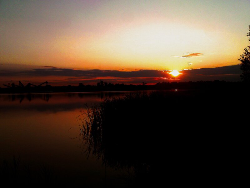 Sunset over a calm lake