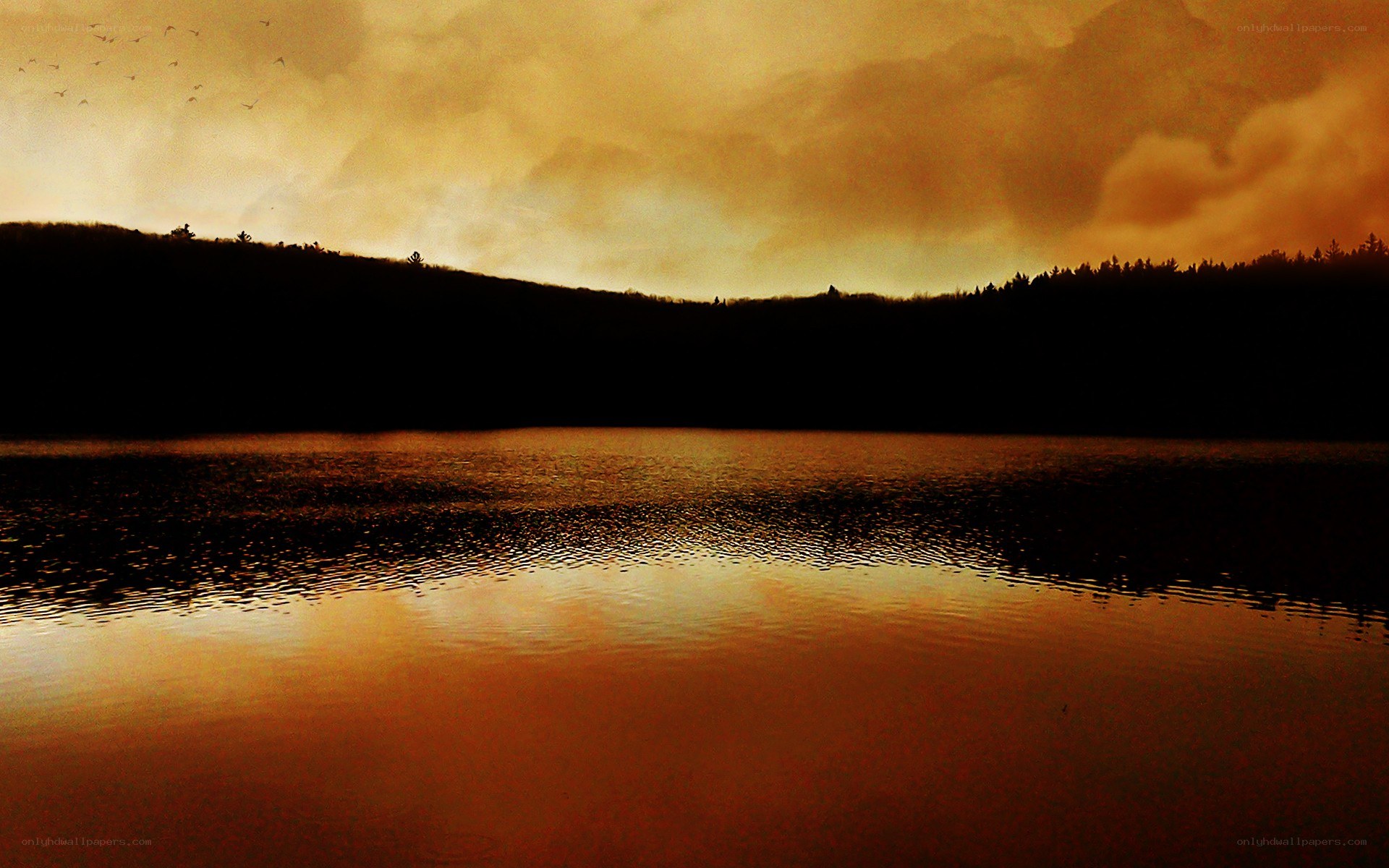 sunset over a calm lake